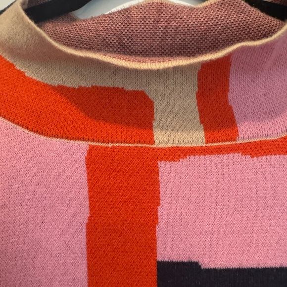 Anthropologie Pink and Red Geometric Turtleneck Sweater - Picture 2 of 6